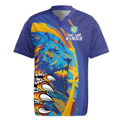 Custom Saint Lucia Cricket Kings Rugby Jersey Caribbean-Roar of Power Lions - African Pride