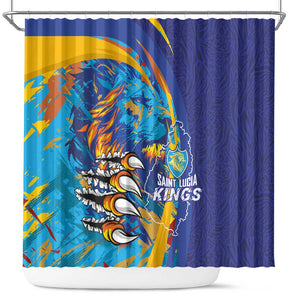 Saint Lucia Cricket Kings Shower Curtain Caribbean-Roar of Power Lions - African Pride