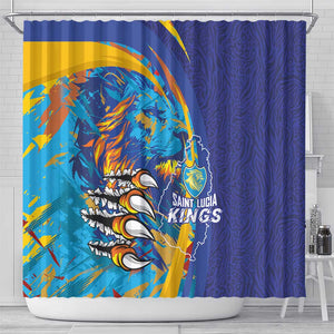 Saint Lucia Cricket Kings Shower Curtain Caribbean-Roar of Power Lions - African Pride