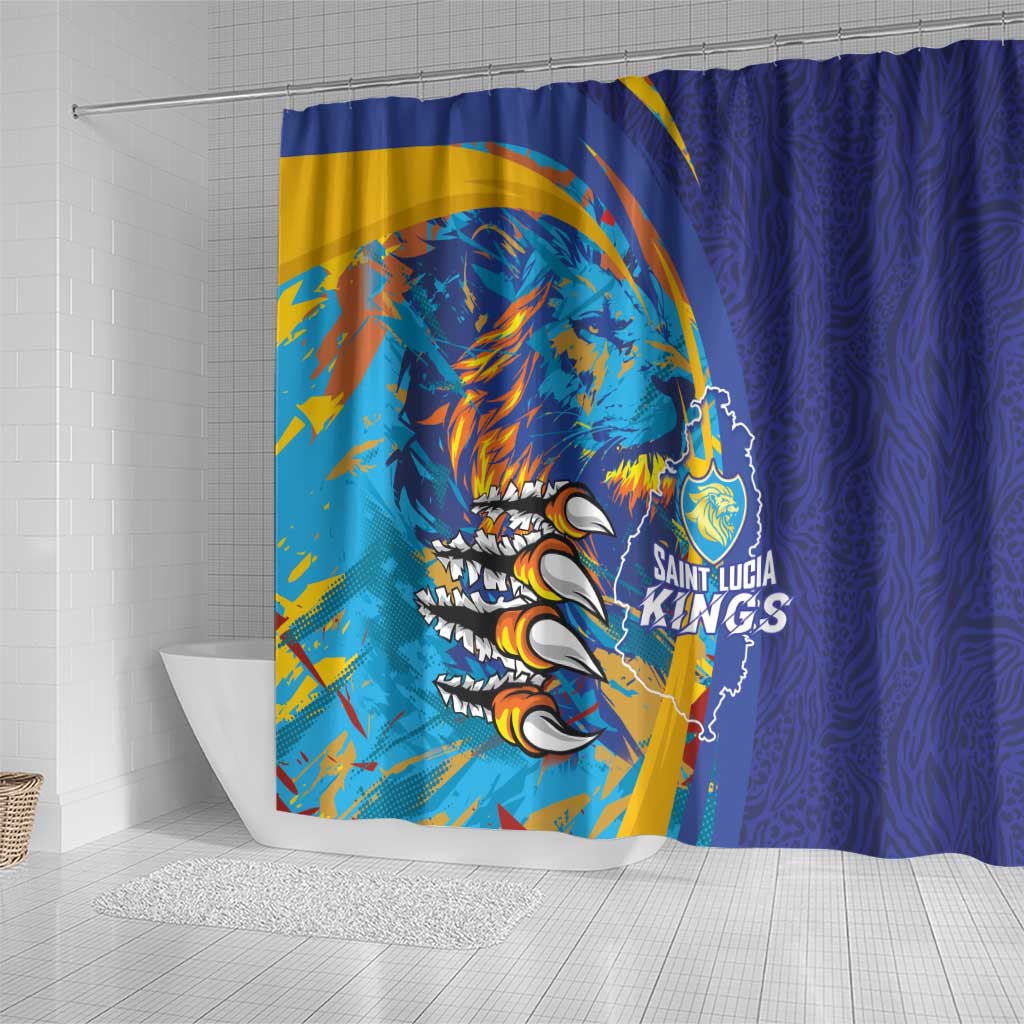 Saint Lucia Cricket Kings Shower Curtain Caribbean-Roar of Power Lions - African Pride