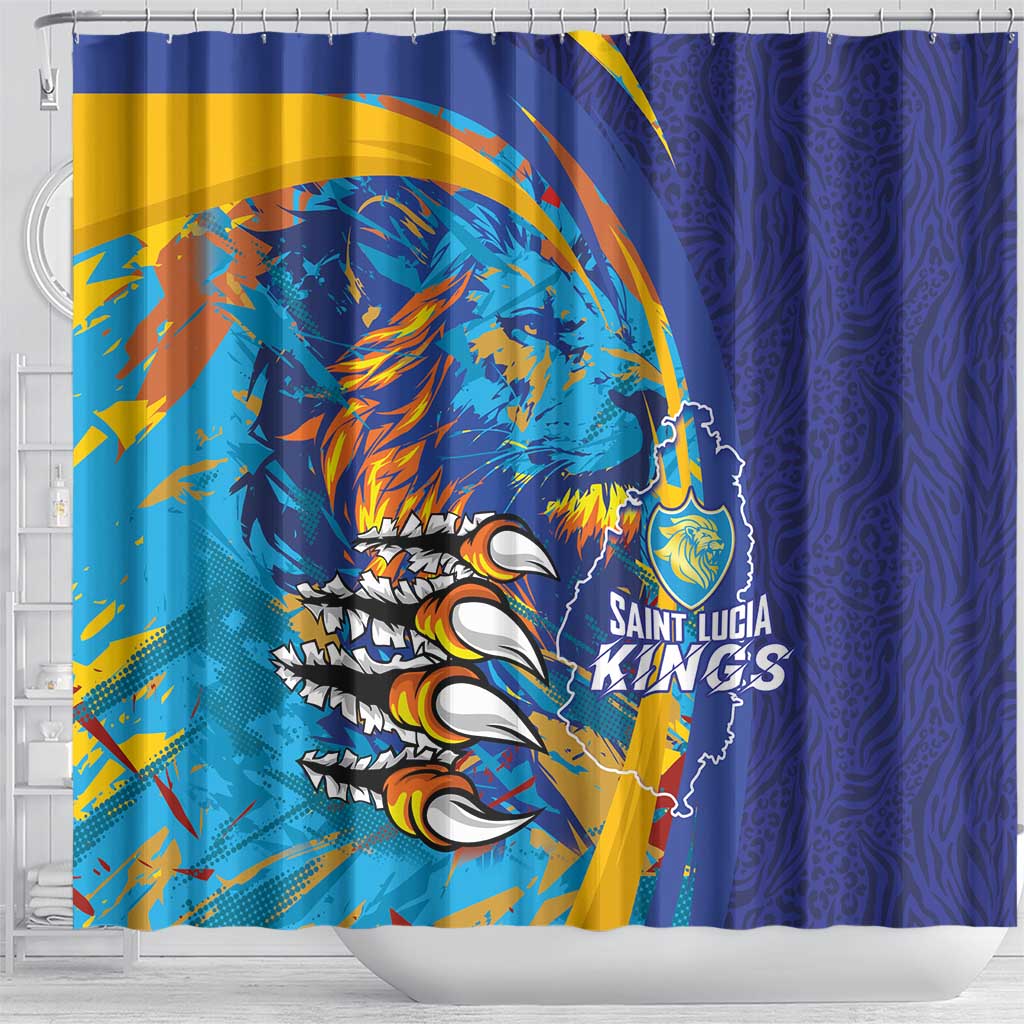Saint Lucia Cricket Kings Shower Curtain Caribbean-Roar of Power Lions - African Pride