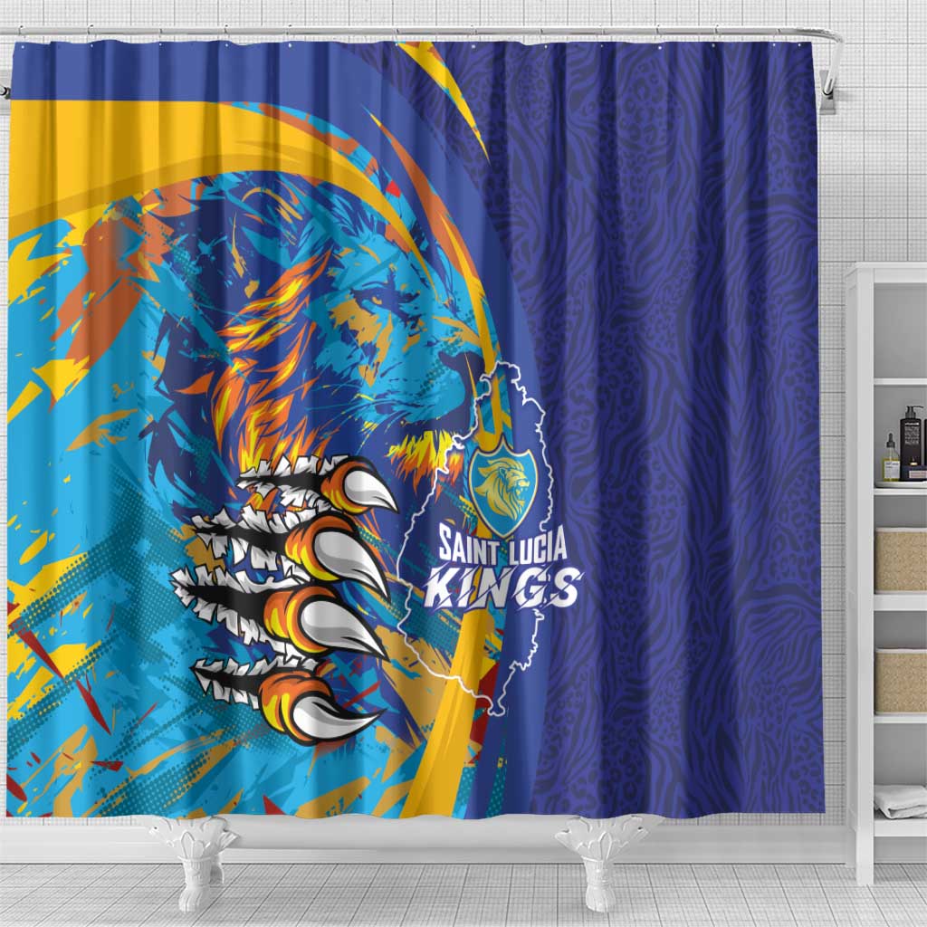 Saint Lucia Cricket Kings Shower Curtain Caribbean-Roar of Power Lions - African Pride