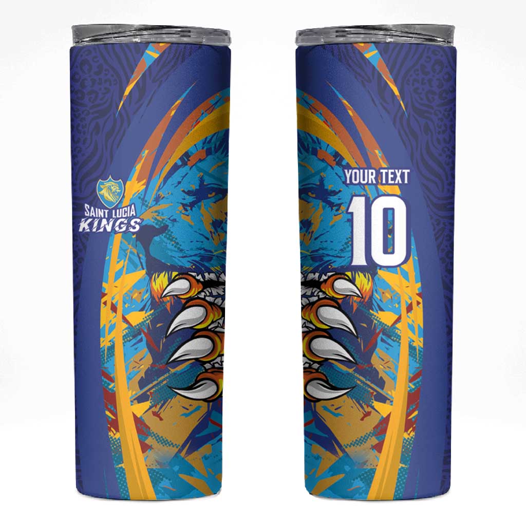 Custom Saint Lucia Cricket Kings Skinny Tumbler Caribbean-Roar of Power Lions - African Pride