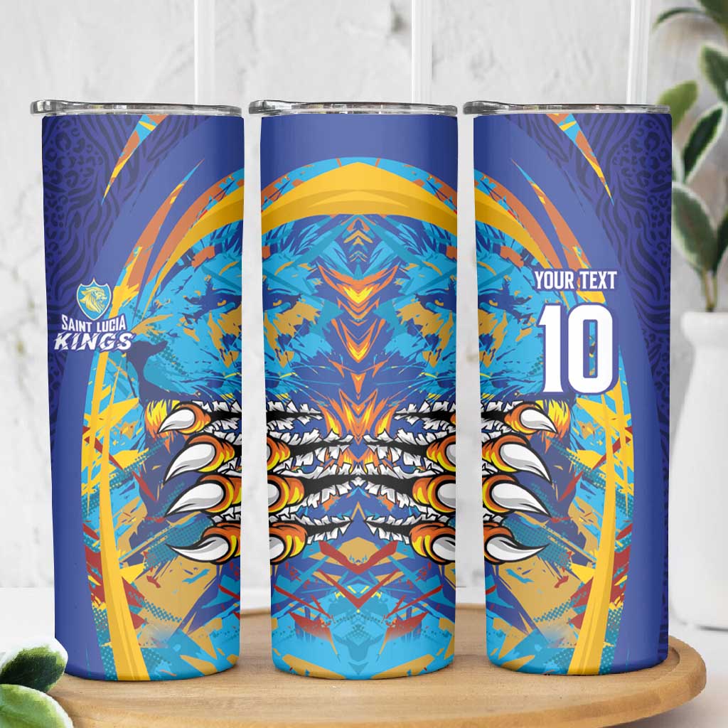 Custom Saint Lucia Cricket Kings Skinny Tumbler Caribbean-Roar of Power Lions - African Pride