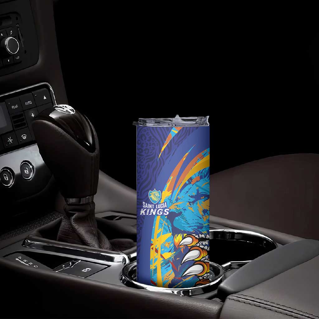 Custom Saint Lucia Cricket Kings Skinny Tumbler Caribbean-Roar of Power Lions - African Pride