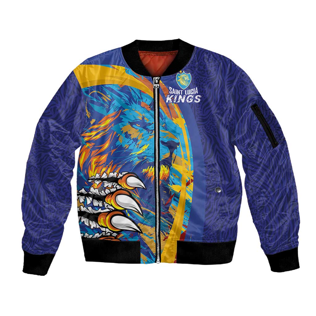 Custom Saint Lucia Cricket Kings Sleeve Zip Bomber Jacket Caribbean-Roar of Power Lions - African Pride