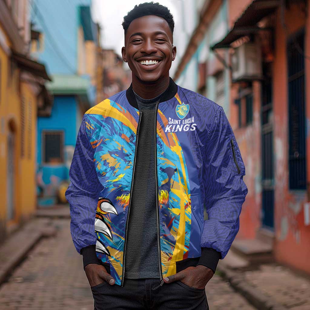 Custom Saint Lucia Cricket Kings Sleeve Zip Bomber Jacket Caribbean-Roar of Power Lions - African Pride
