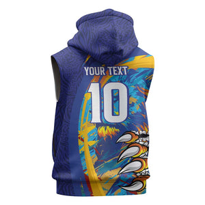 Custom Saint Lucia Cricket Kings Sleeveless Hoodie Caribbean-Roar of Power Lions - African Pride