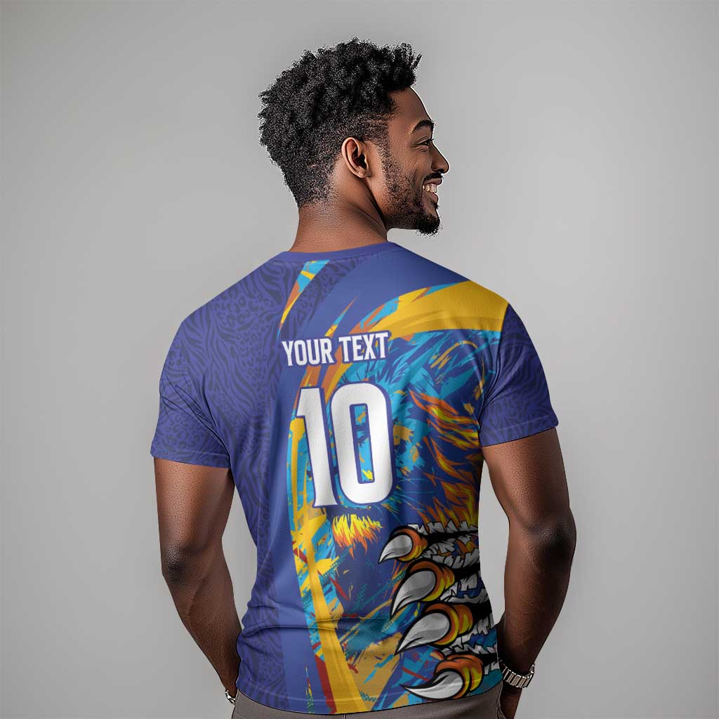 Custom Saint Lucia Cricket Kings T shirt Caribbean-Roar of Power Lions - African Pride