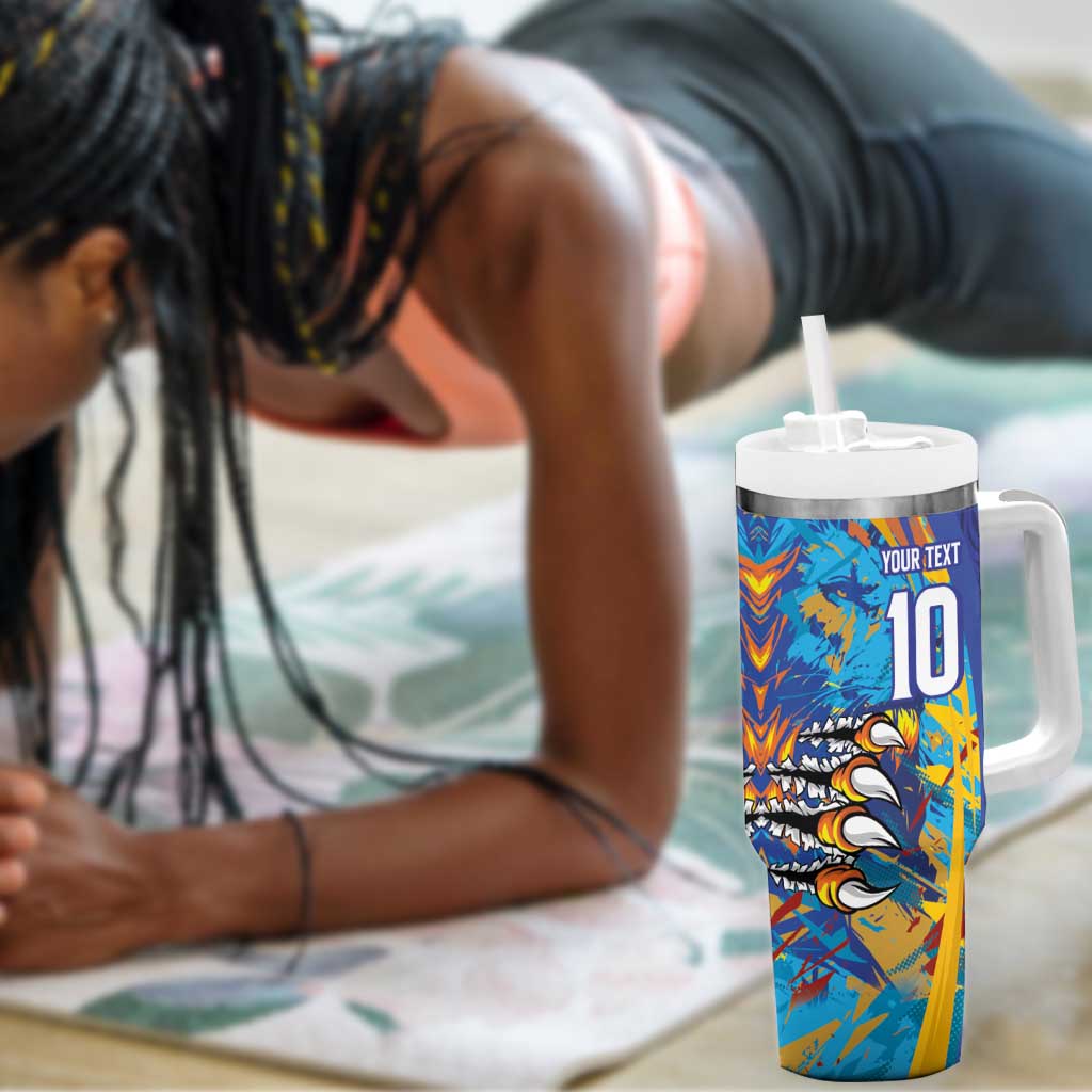 Custom Saint Lucia Cricket Kings Tumbler With Handle Caribbean-Roar of Power Lions - African Pride