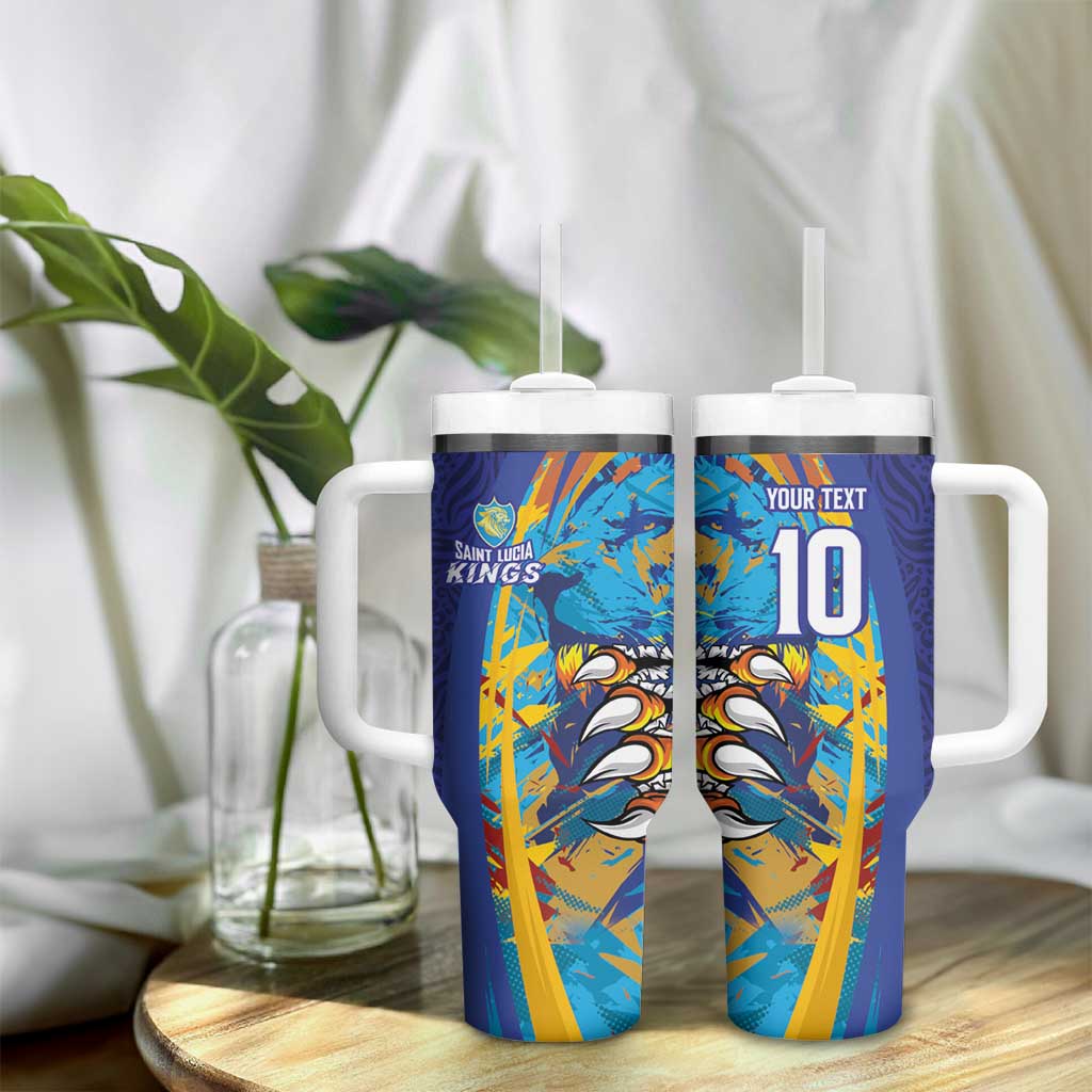 Custom Saint Lucia Cricket Kings Tumbler With Handle Caribbean-Roar of Power Lions - African Pride