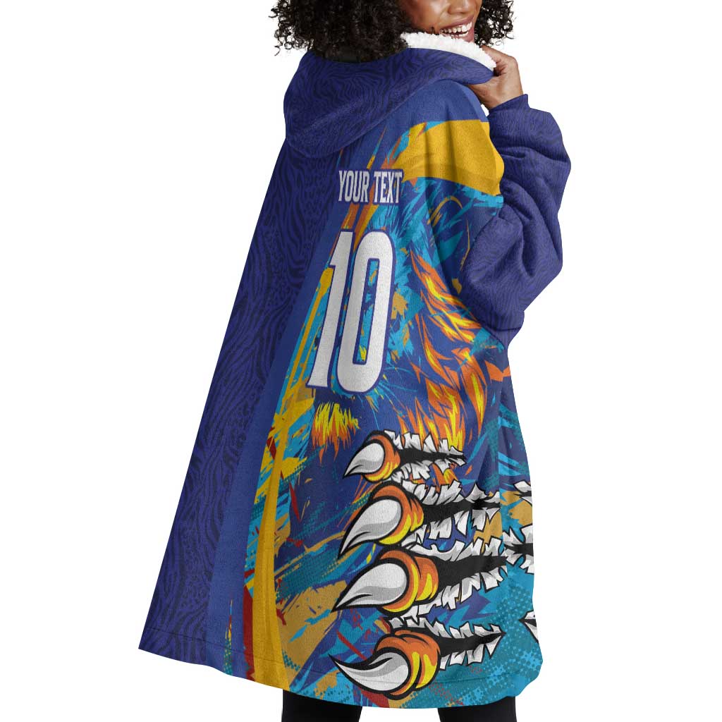 Custom Saint Lucia Cricket Kings Wearable Blanket Hoodie Caribbean-Roar of Power Lions - African Pride