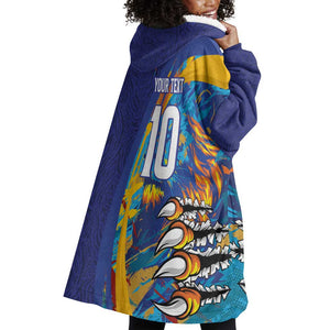 Custom Saint Lucia Cricket Kings Wearable Blanket Hoodie Caribbean-Roar of Power Lions - African Pride