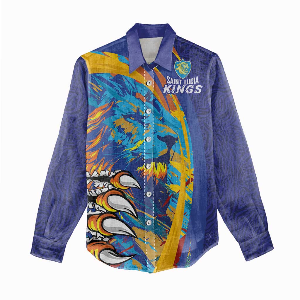 Custom Saint Lucia Cricket Kings Women Casual Shirt Caribbean-Roar of Power Lions - African Pride
