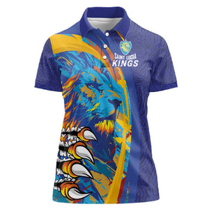 Custom Saint Lucia Cricket Kings Women Polo Shirt Caribbean-Roar of Power Lions - African Pride