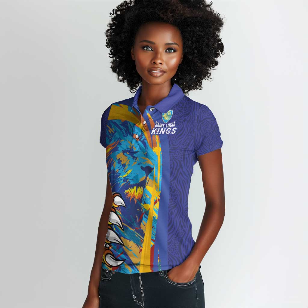 Custom Saint Lucia Cricket Kings Women Polo Shirt Caribbean-Roar of Power Lions - African Pride