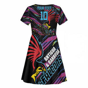 Custom Antigua & Barbuda Cricket Falcons Kid Short Sleeve Dress Through The Fire-Go Glory - African Pride