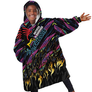 Custom Antigua & Barbuda Cricket Falcons Kid Wearable Blanket Hoodie Through The Fire-Go Glory - African Pride