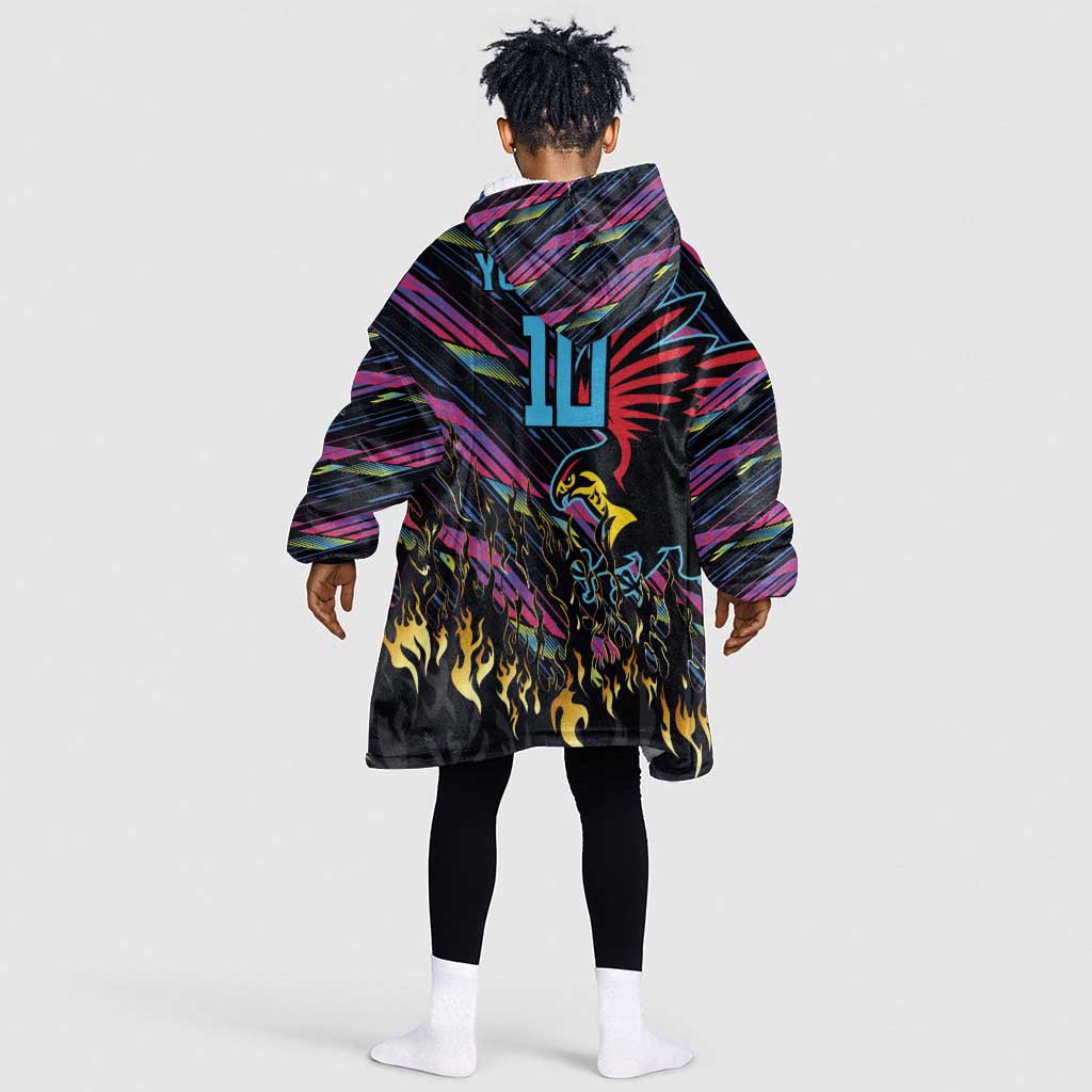 Custom Antigua & Barbuda Cricket Falcons Kid Wearable Blanket Hoodie Through The Fire-Go Glory - African Pride