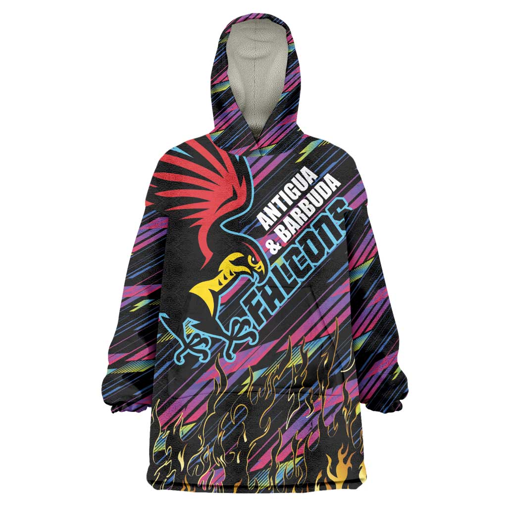 Custom Antigua & Barbuda Cricket Falcons Kid Wearable Blanket Hoodie Through The Fire-Go Glory - African Pride
