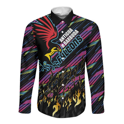 Custom Antigua & Barbuda Cricket Falcons Long Sleeve Button Shirt Through The Fire-Go Glory - African Pride