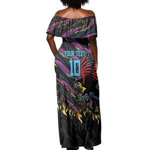 Custom Antigua & Barbuda Cricket Falcons Off Shoulder Maxi Dress Through The Fire-Go Glory - African Pride