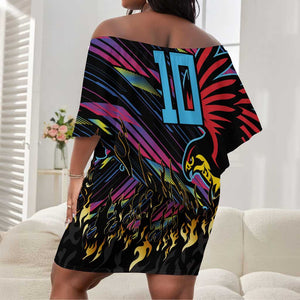 Custom Antigua & Barbuda Cricket Falcons Off Shoulder Short Dress Through The Fire-Go Glory - African Pride