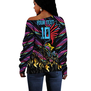 Custom Antigua & Barbuda Cricket Falcons Off Shoulder Sweater Through The Fire-Go Glory - African Pride