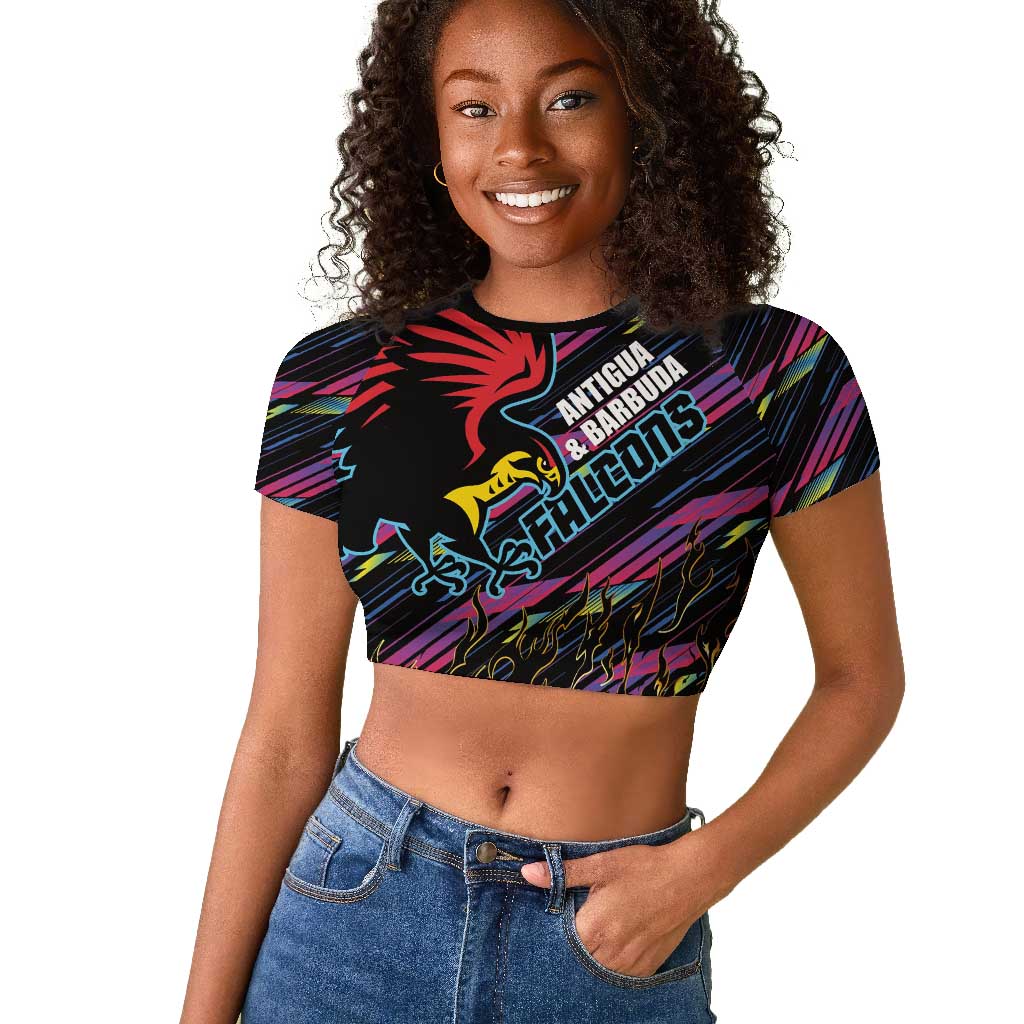 Custom Antigua & Barbuda Cricket Falcons Raglan Cropped T shirt Through The Fire-Go Glory - African Pride
