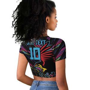 Custom Antigua & Barbuda Cricket Falcons Raglan Cropped T shirt Through The Fire-Go Glory - African Pride