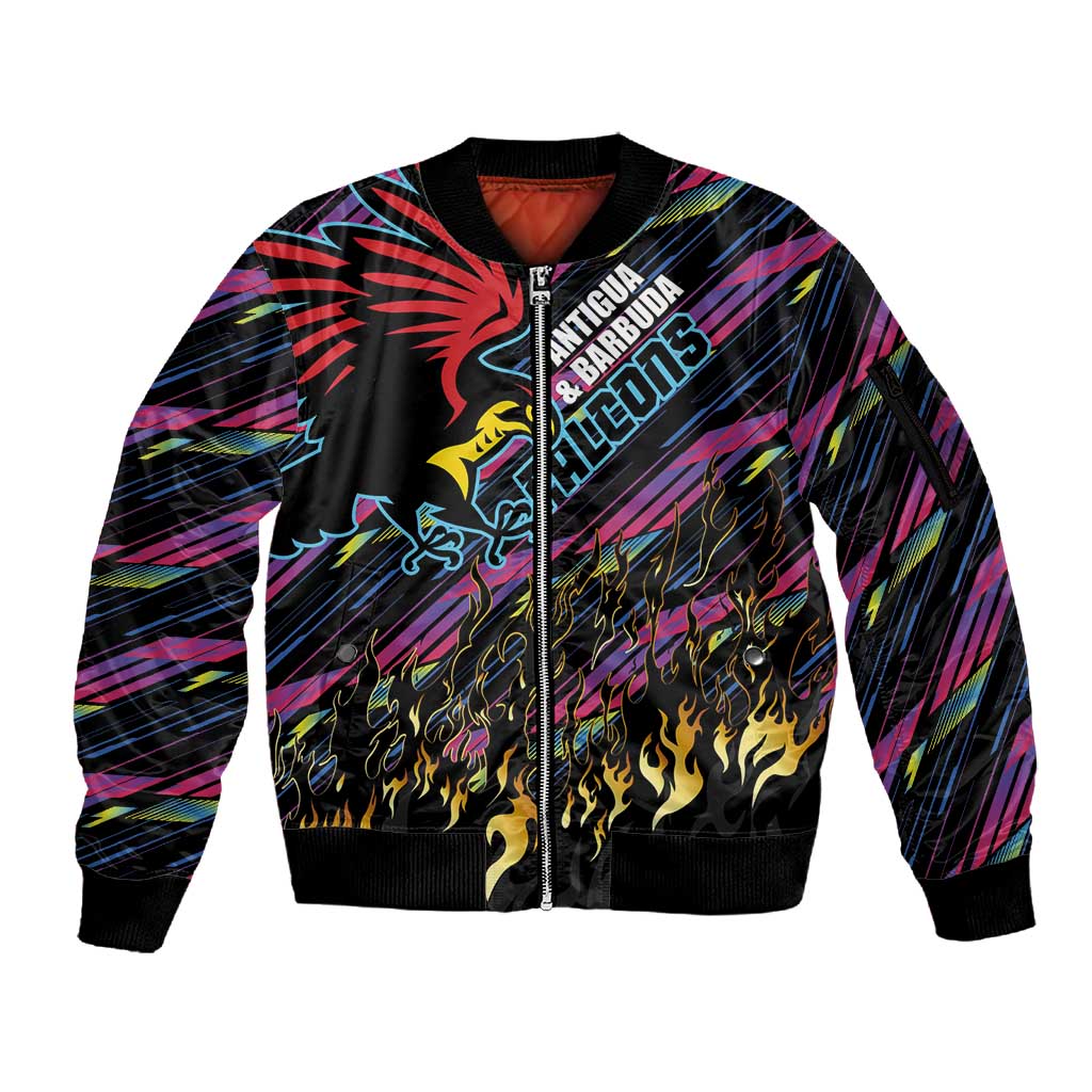 Custom Antigua & Barbuda Cricket Falcons Sleeve Zip Bomber Jacket Through The Fire-Go Glory - African Pride