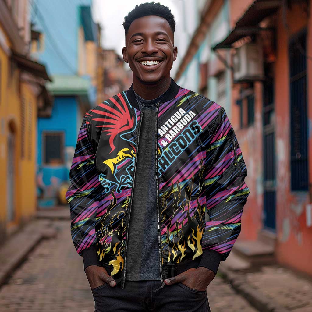 Custom Antigua & Barbuda Cricket Falcons Sleeve Zip Bomber Jacket Through The Fire-Go Glory - African Pride
