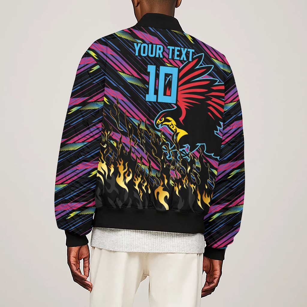 Custom Antigua & Barbuda Cricket Falcons Sleeve Zip Bomber Jacket Through The Fire-Go Glory - African Pride
