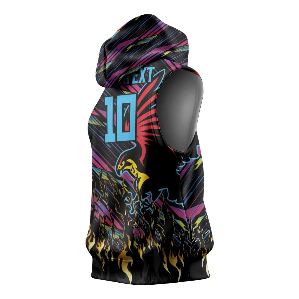 Custom Antigua & Barbuda Cricket Falcons Sleeveless Hoodie Through The Fire-Go Glory - African Pride