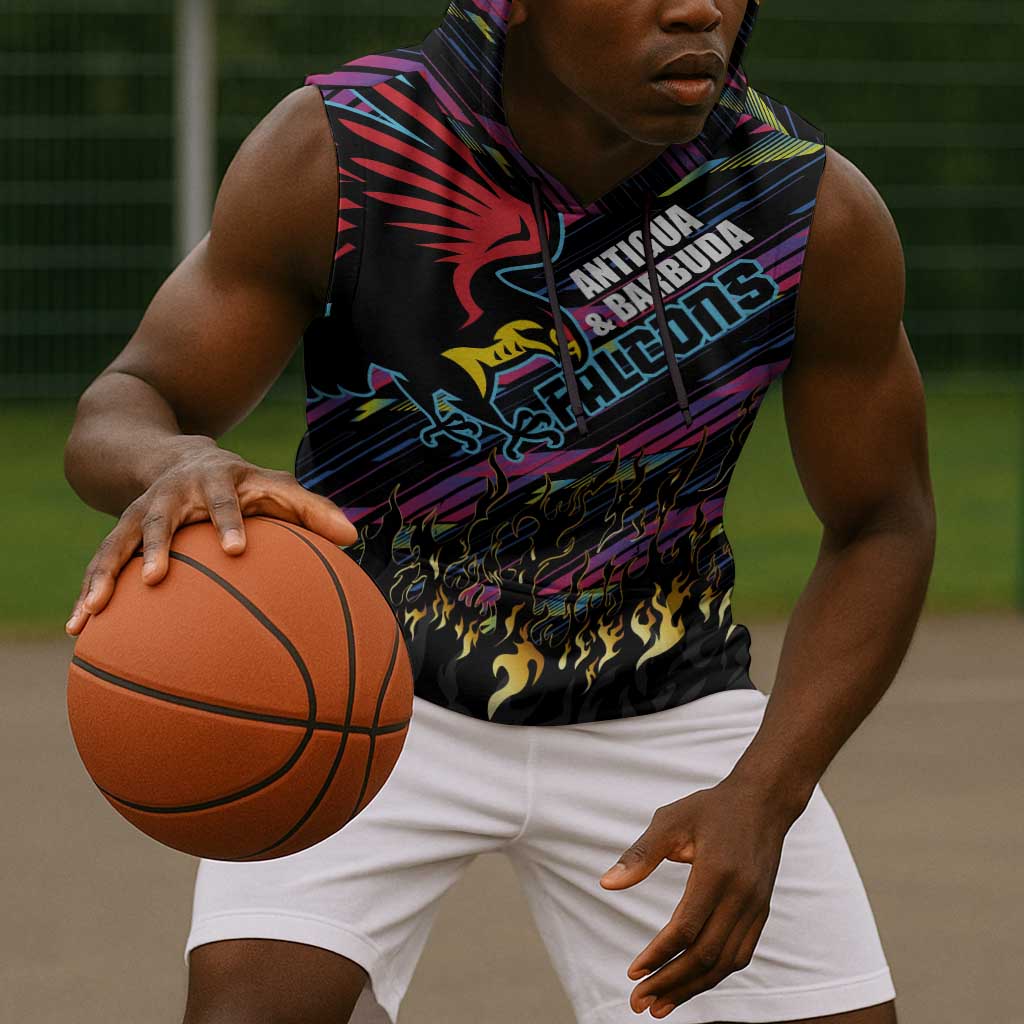 Custom Antigua & Barbuda Cricket Falcons Sleeveless Hoodie Through The Fire-Go Glory - African Pride