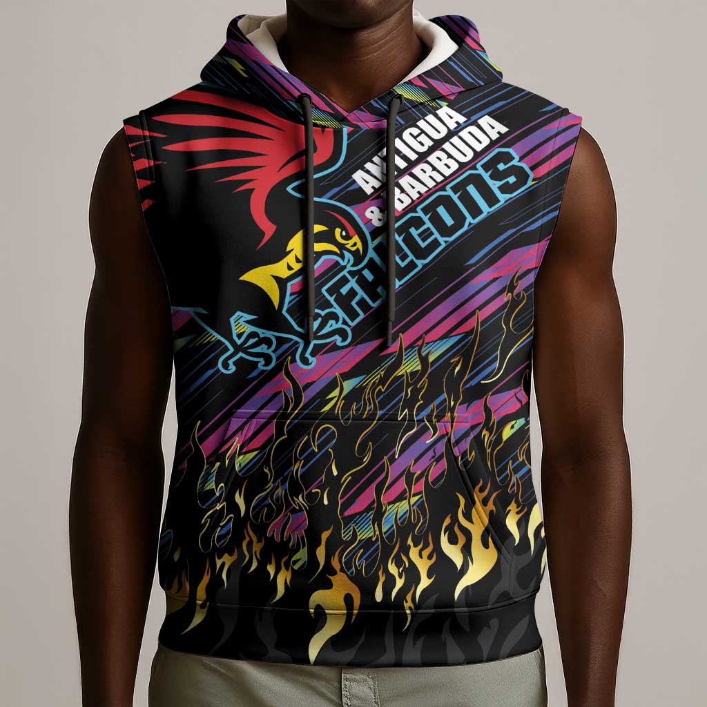 Custom Antigua & Barbuda Cricket Falcons Sleeveless Hoodie Through The Fire-Go Glory - African Pride