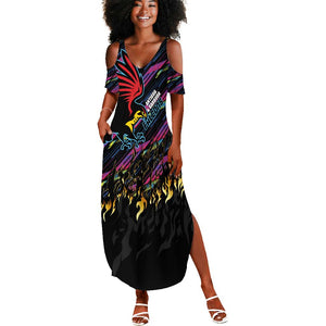 Custom Antigua & Barbuda Cricket Falcons Summer Maxi Dress Through The Fire-Go Glory - African Pride
