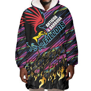 Custom Antigua & Barbuda Cricket Falcons Wearable Blanket Hoodie Through The Fire-Go Glory - African Pride