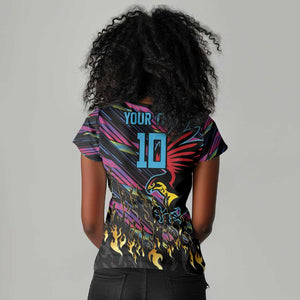 Custom Antigua & Barbuda Cricket Falcons Women V-Neck T-Shirt Through The Fire-Go Glory - African Pride