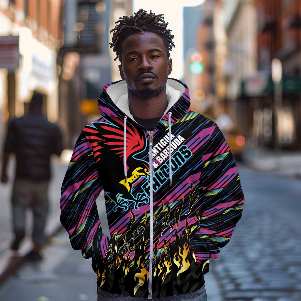 Custom Antigua & Barbuda Cricket Falcons Zip Hoodie Through The Fire-Go Glory - African Pride