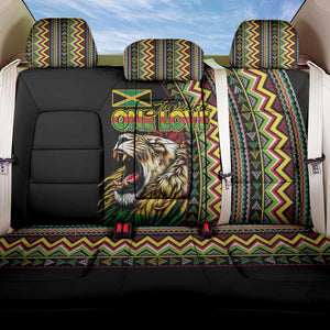 Jamaican Reggae-One Love Back Car Seat Cover Tribal African Pattern and Roaring Lion - African Pride