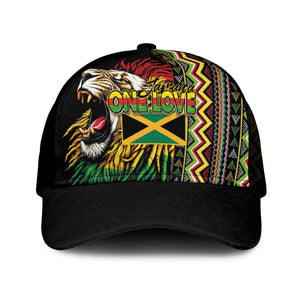 Jamaican Reggae-One Love Baseball Net Cap Tribal African Pattern and Roaring Lion - African Pride