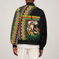 Personalized Jamaican Reggae-One Love Bomber Jacket Tribal African Pattern and Roaring Lion - African Pride