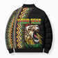 Personalized Jamaican Reggae-One Love Bomber Puffer Jacket Tribal African Pattern and Roaring Lion - African Pride