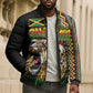 Personalized Jamaican Reggae-One Love Bomber Puffer Jacket Tribal African Pattern and Roaring Lion - African Pride