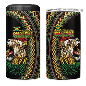 Jamaican Reggae-One Love 4 in 1 Can Cooler Tumbler Tribal African Pattern and Roaring Lion - African Pride