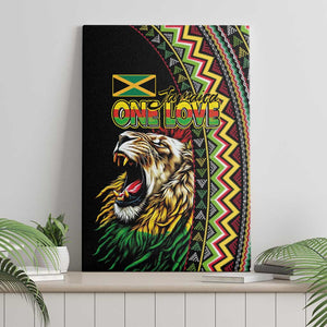 Jamaican Reggae-One Love Canvas Wall Art Tribal African Pattern and Roaring Lion - African Pride