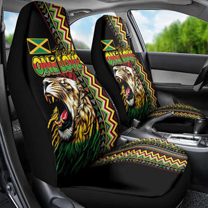 Jamaican Reggae-One Love Car Seat Cover Tribal African Pattern and Roaring Lion - African Pride