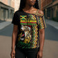 Personalized Jamaican Reggae-One Love Cross Shoulder Shirt Tribal African Pattern and Roaring Lion - African Pride