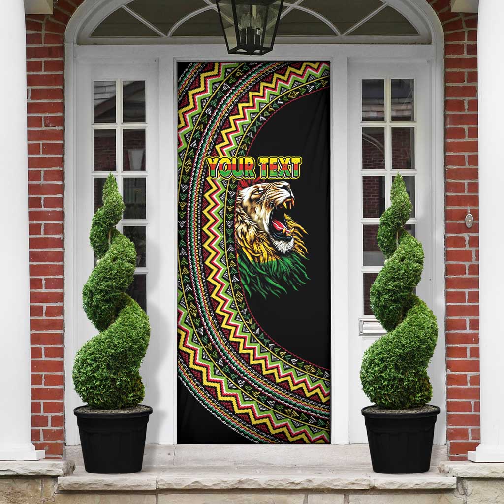 Personalized Jamaican Reggae-One Love Door Cover Tribal African Pattern and Roaring Lion - African Pride